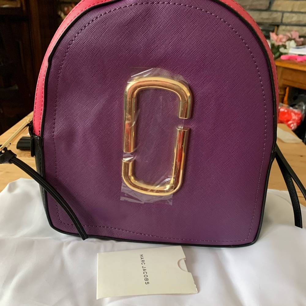 Marc Jacobs Purple and Pink Backpack with Gold Hardware